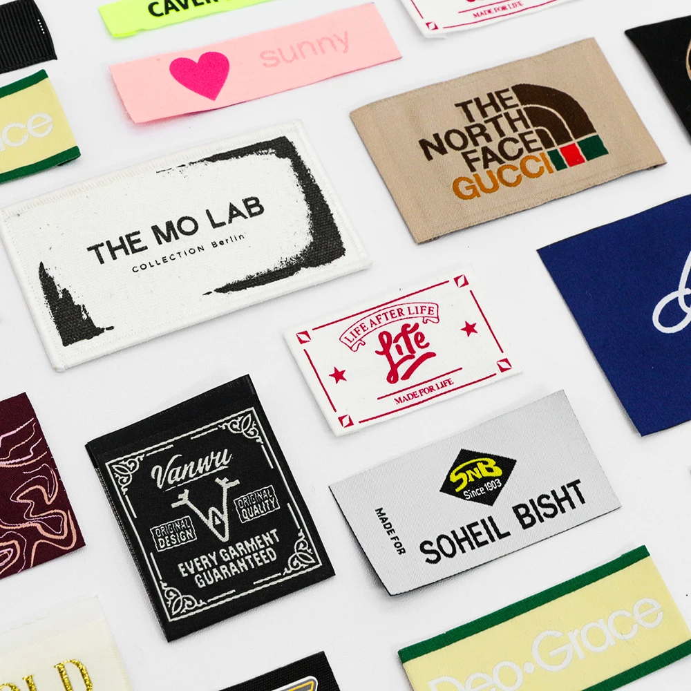 Factory Custom Printed Logo Stain Ribbon Wash Care  Clothing Labels Garment Woven Label for Shirt