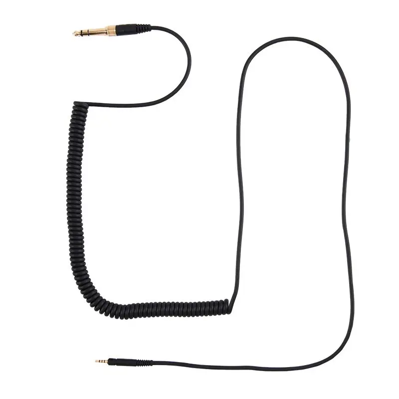 Replacement Spring Coiled 6.35mm Aux Cable Extension Cord for Pio Neer DJ HDJ-X5 HDJ-X7 HDJ-X5 BT Headphones
