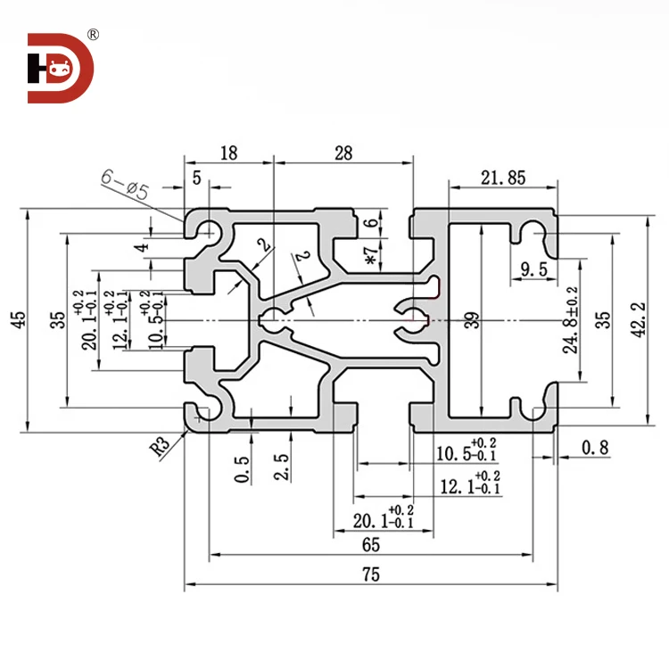 product 4575 synchronous belt extruded aluminum profile toothed belt blade base aluminum alloy guide rail drive head and tail-3