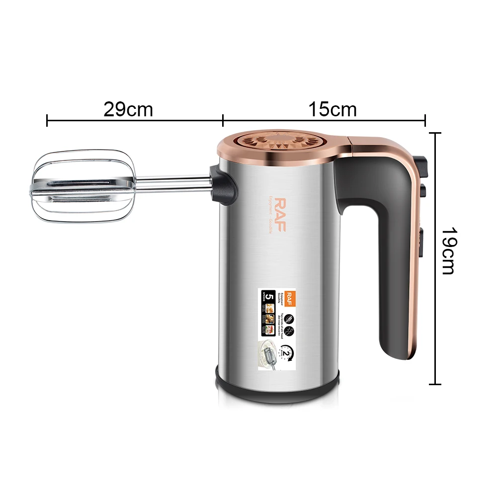 Electric Hand Mixer Kitchen Handheld Mixer Stainless Steel Dough Hooks Baking Cake Egg Beater