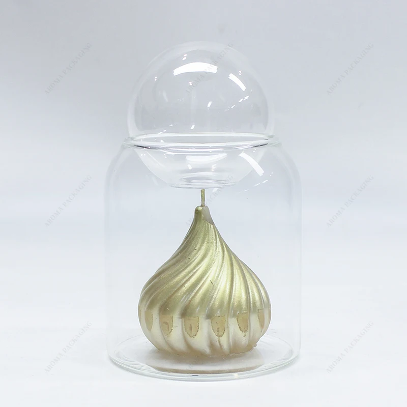 Most Popular Luxury 5oz 8oz 16oz Unique Cute Candle Holders Borosilicate Glass Ball Candle Jars with Wood Cork Lid