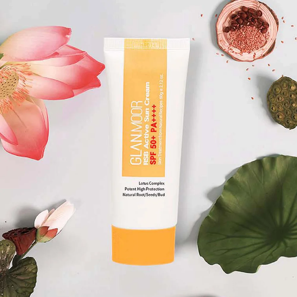 Made in South Korea Uv Protection Moisture Glanmoor RSB Suncream Hydration Whitening Wrinkle Improvement Lotus Sun Cream