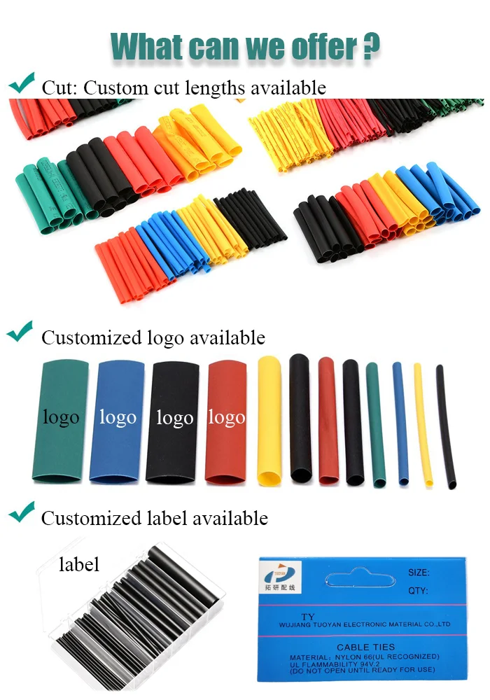 2X Heat shrink tube Multi-color can be customized size can be cut heat shrink tube/sleeve supplier