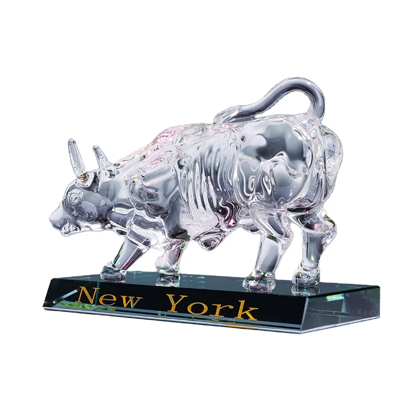 Factory Wholesale Unique Design Clear Wall Street Bulls New York City Souvenirs With Cheap Price