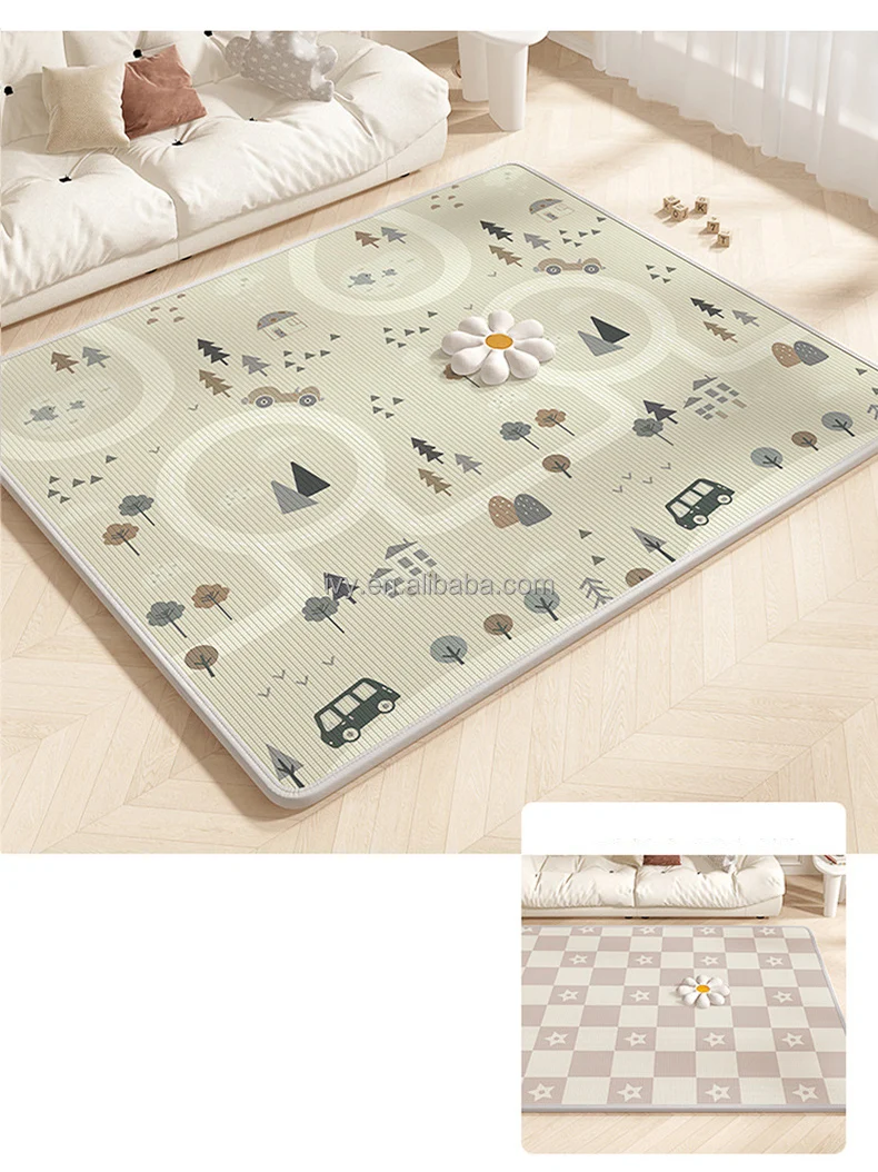 IVY Foldable Children Crawling Mat Double-sided Waterproof Room Decor Soft Foam Kids Rug Carpet Large Baby Play Mat supplier