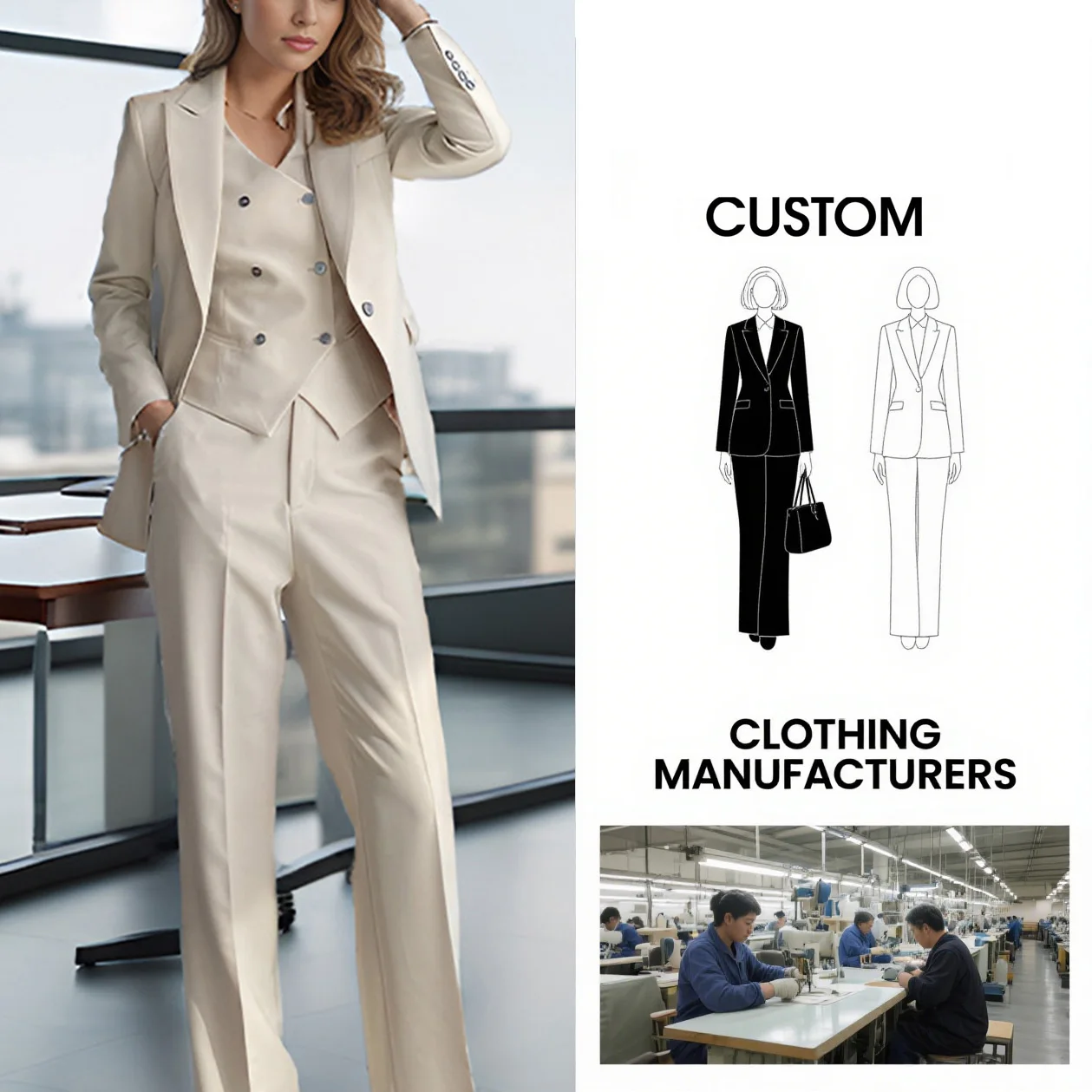 Professional Highend Women's Suit Set Elegant Casual Vest Jacket For