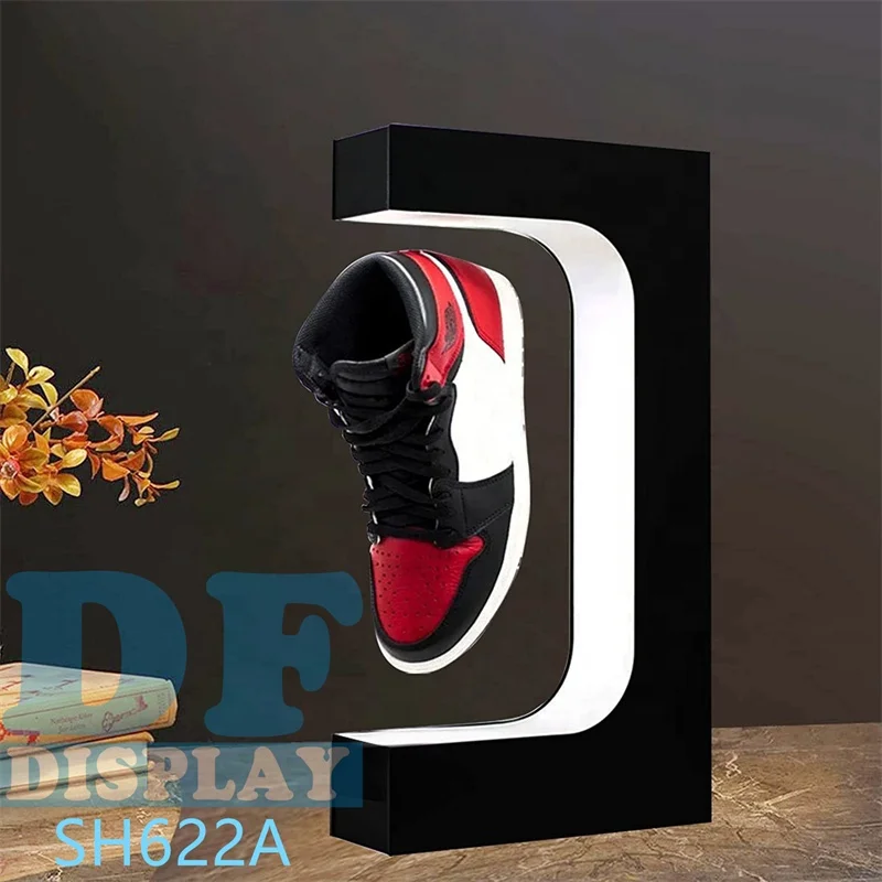 Shoes Display for Retail Shop Levetating Shoe Display Sneaker Stand Holder Rotation Acrylic Rack With LED