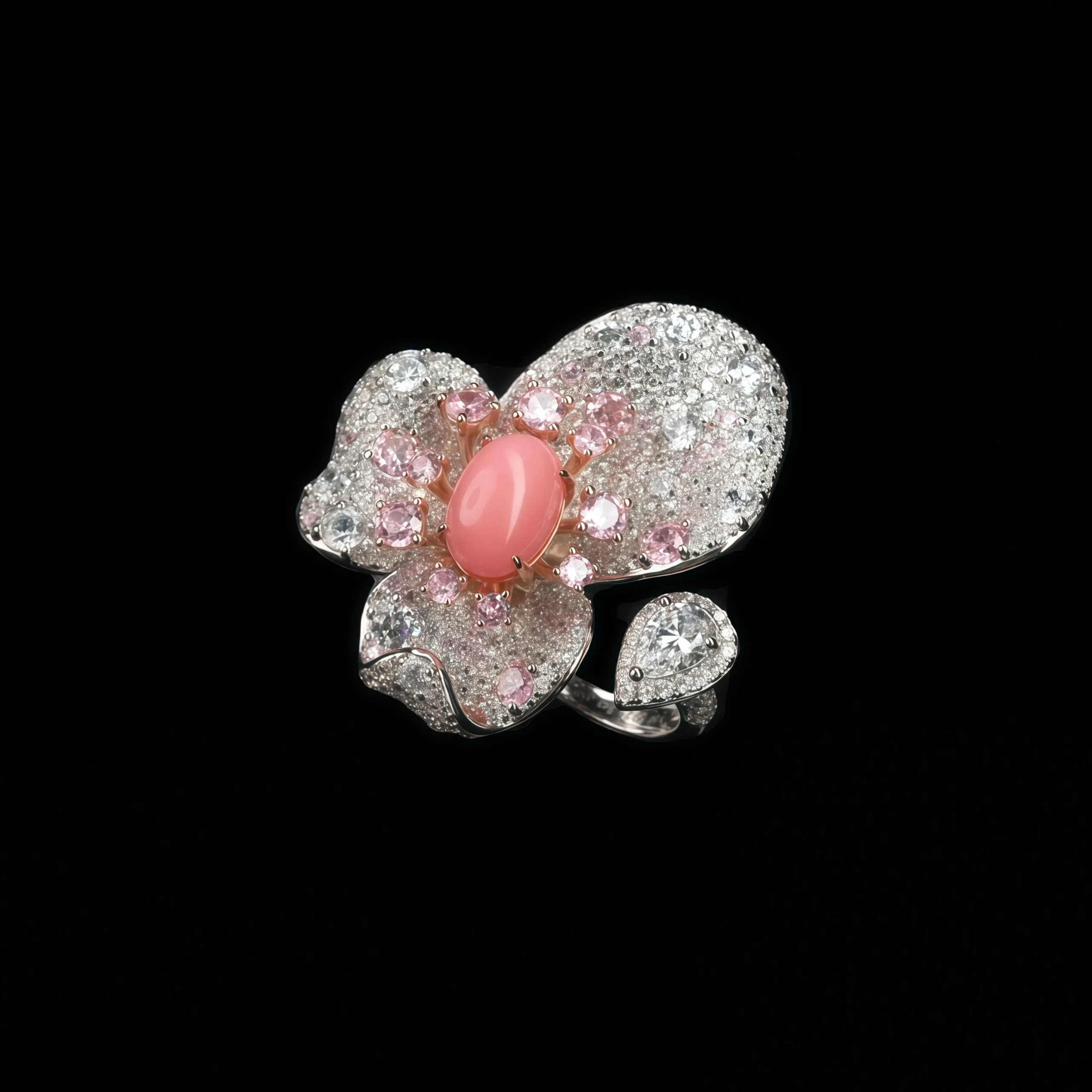 MUSHAN Jewelry Factory Luxury Designer 925 Sterling Silver Rings Women Fine Jewelry Pink High Carbon Diamond Flower Wedding Ring
