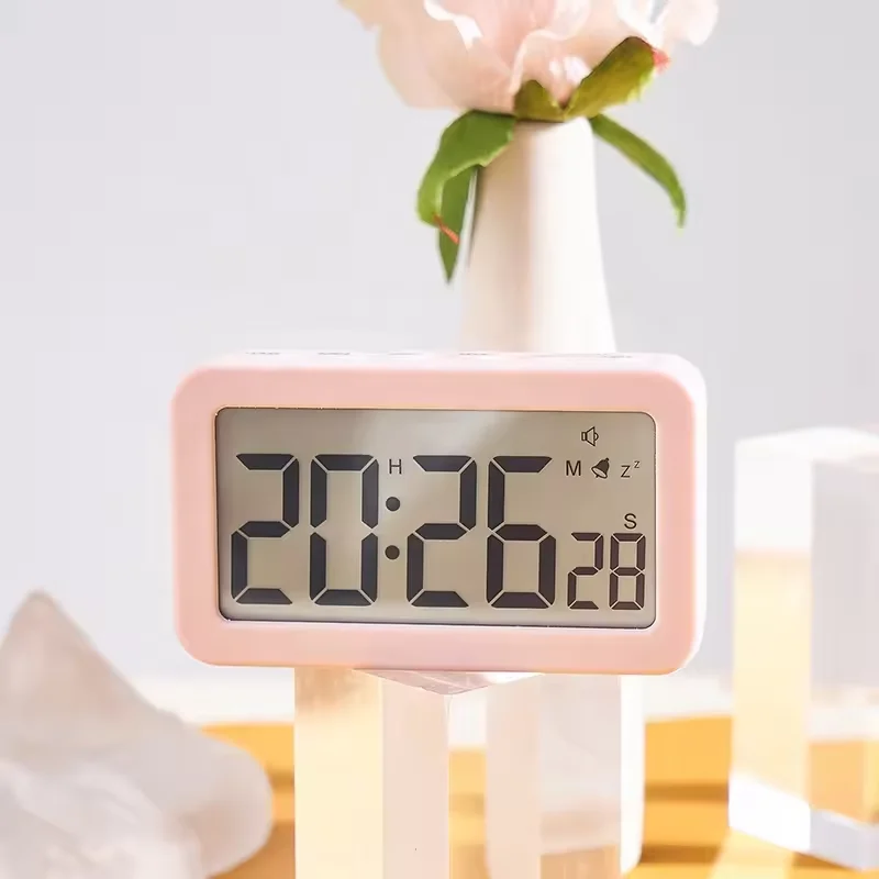 Desk Table Digital Lcd Clock Alarm 12/24-hour System Mini Home Office Students Night Light Clock With Temperature