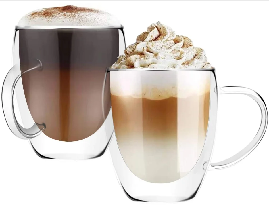 1pc 150ml Double Walled Glass Coffee Cup With Handle And