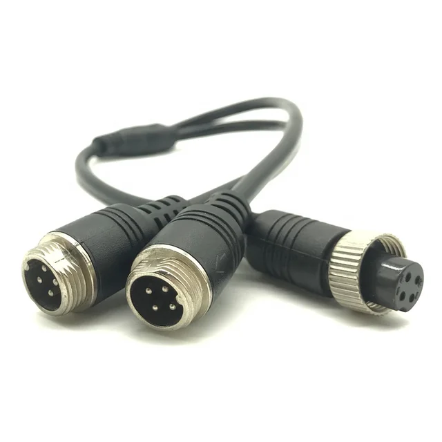 Aviation connector cable transition line Aviation 2ch Aviation male to 1ch Aviation female MDVR/Monitor/Camera Video Audio Cable