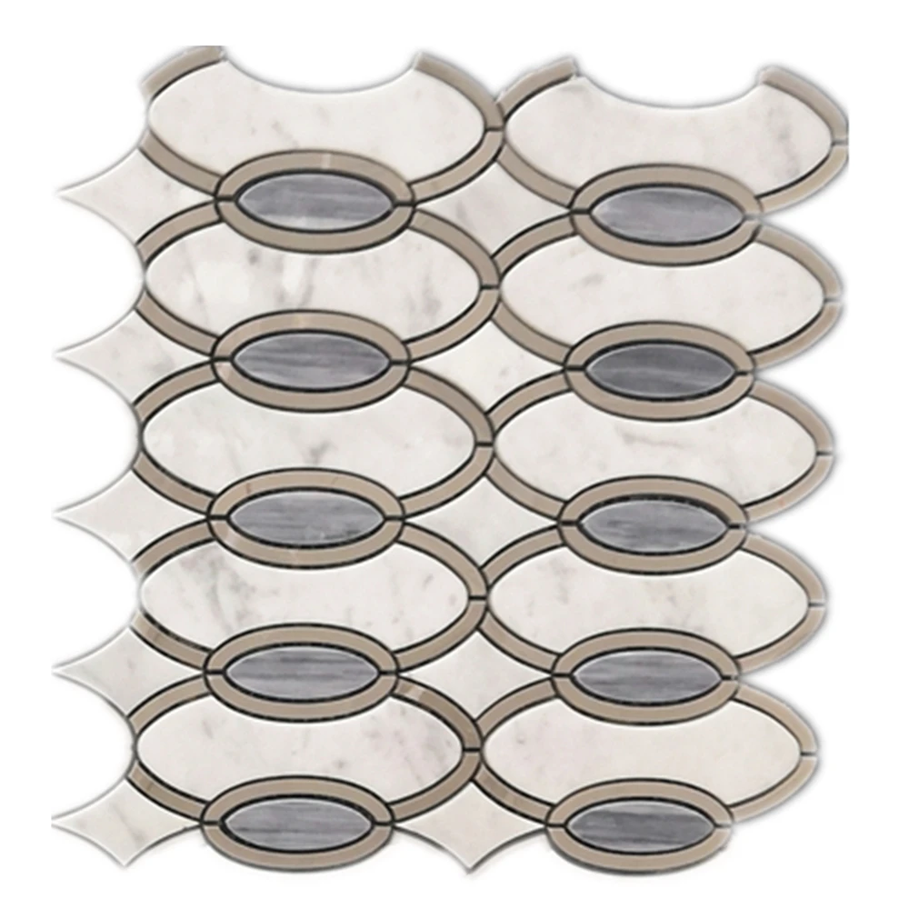 Wonderful Flower Stone Mosaic Art Design for Kitchen Pool Living Room and Interior Wall Decor Resin and Marble Material Tile