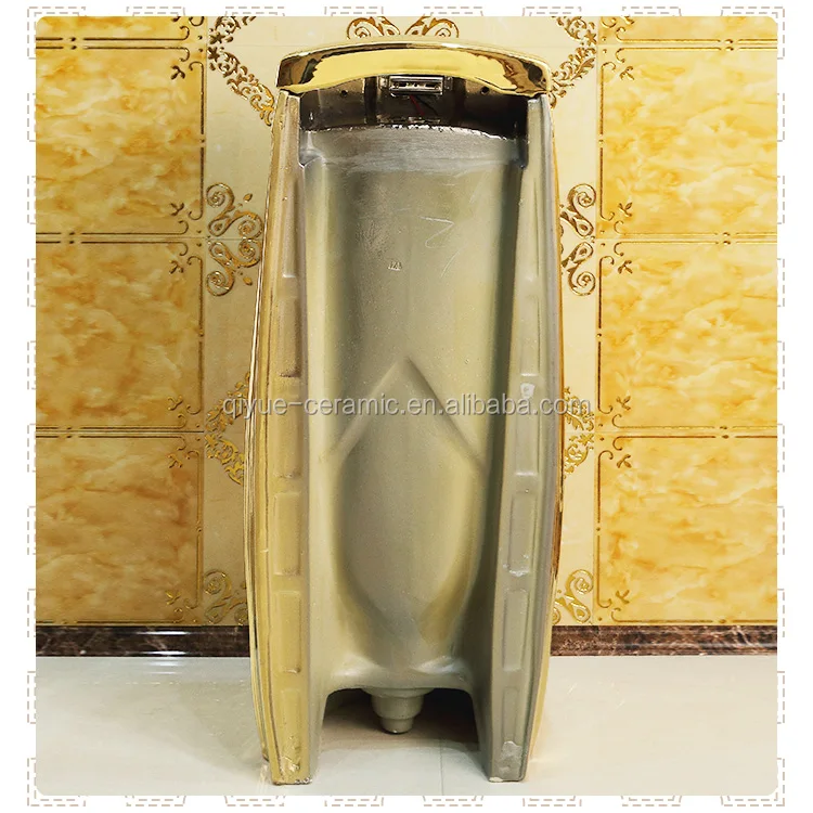 Automatic Wholesales Custom Flushing System Ceramic Porcelain Floor Standing Gold Urinal for Hotel