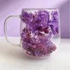 Dried flower cup (purple embroidery - amethyst)