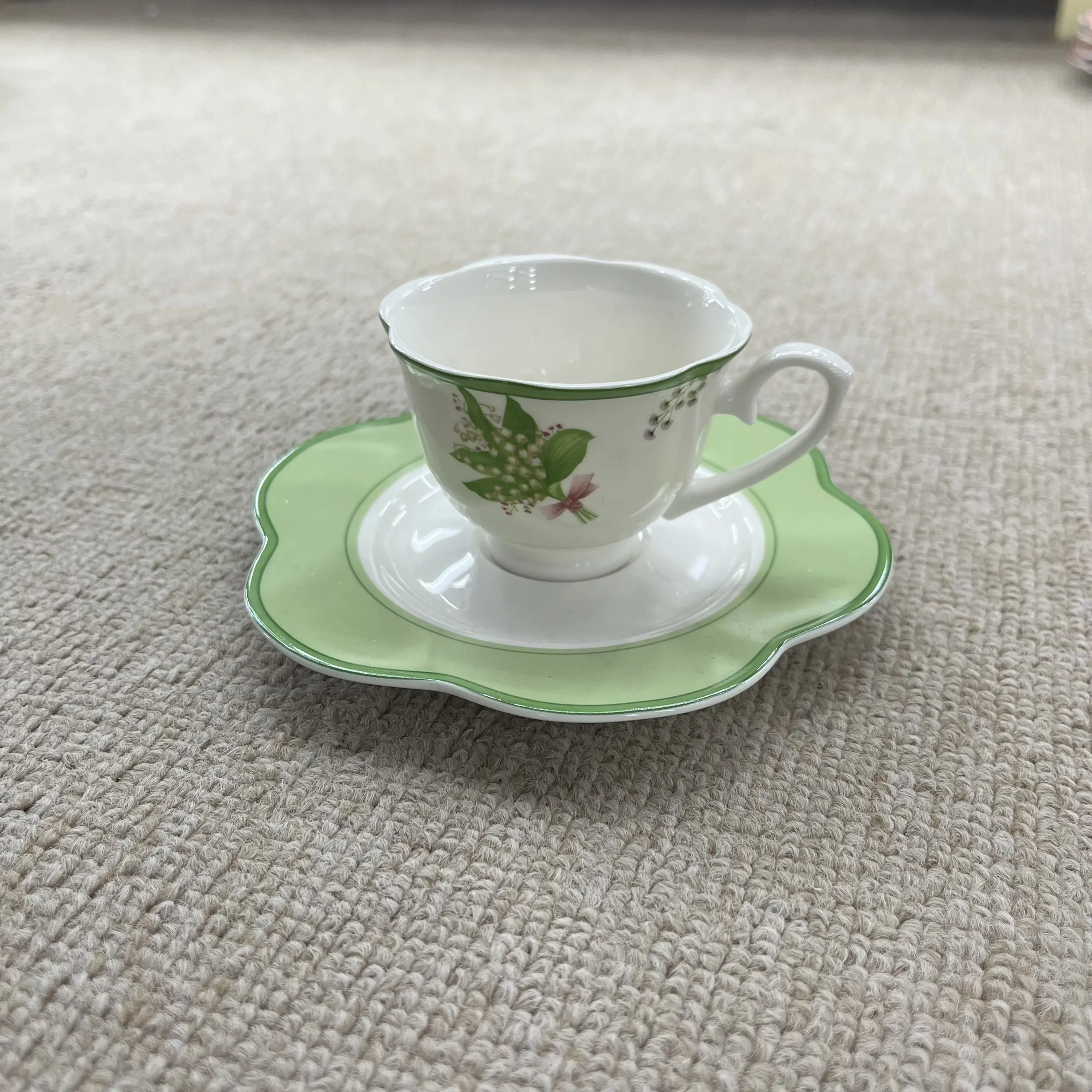 product 220ml lily of the valley fresh spring floral tableware for afternoon tea  quiet reading breaks porcelain coffee cup  saucer-5