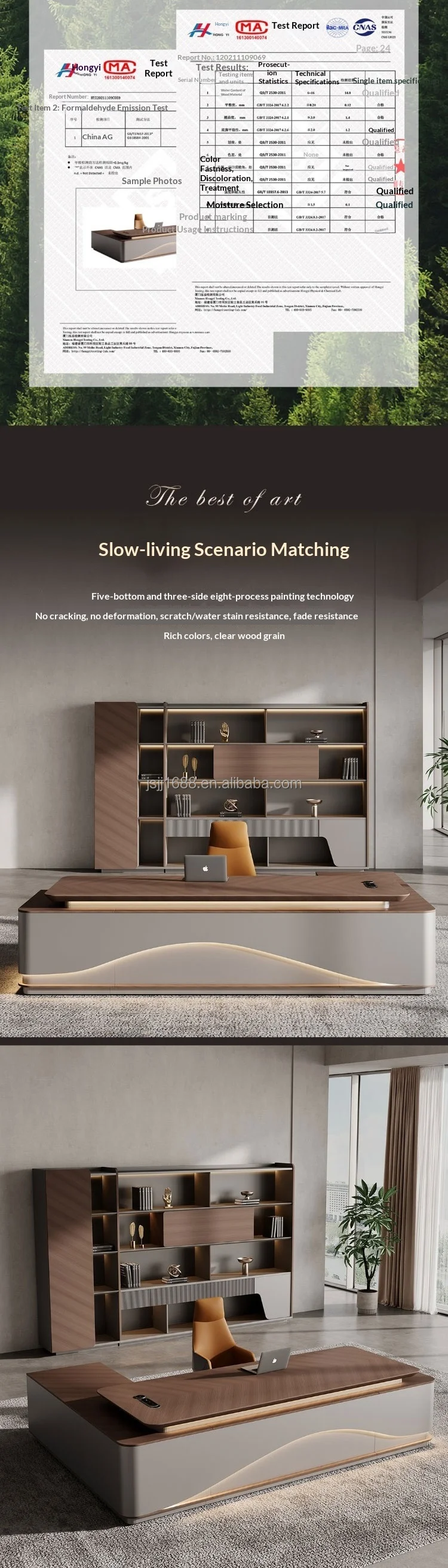 Italian Style Office Furniture LED Functional High-end Luxury Boss Desk Lightweight Luxury CEO Office Desk Desk