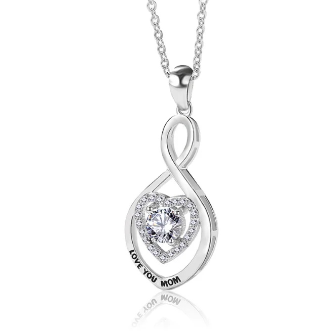Love You Mom 925 Silver Necklace 
