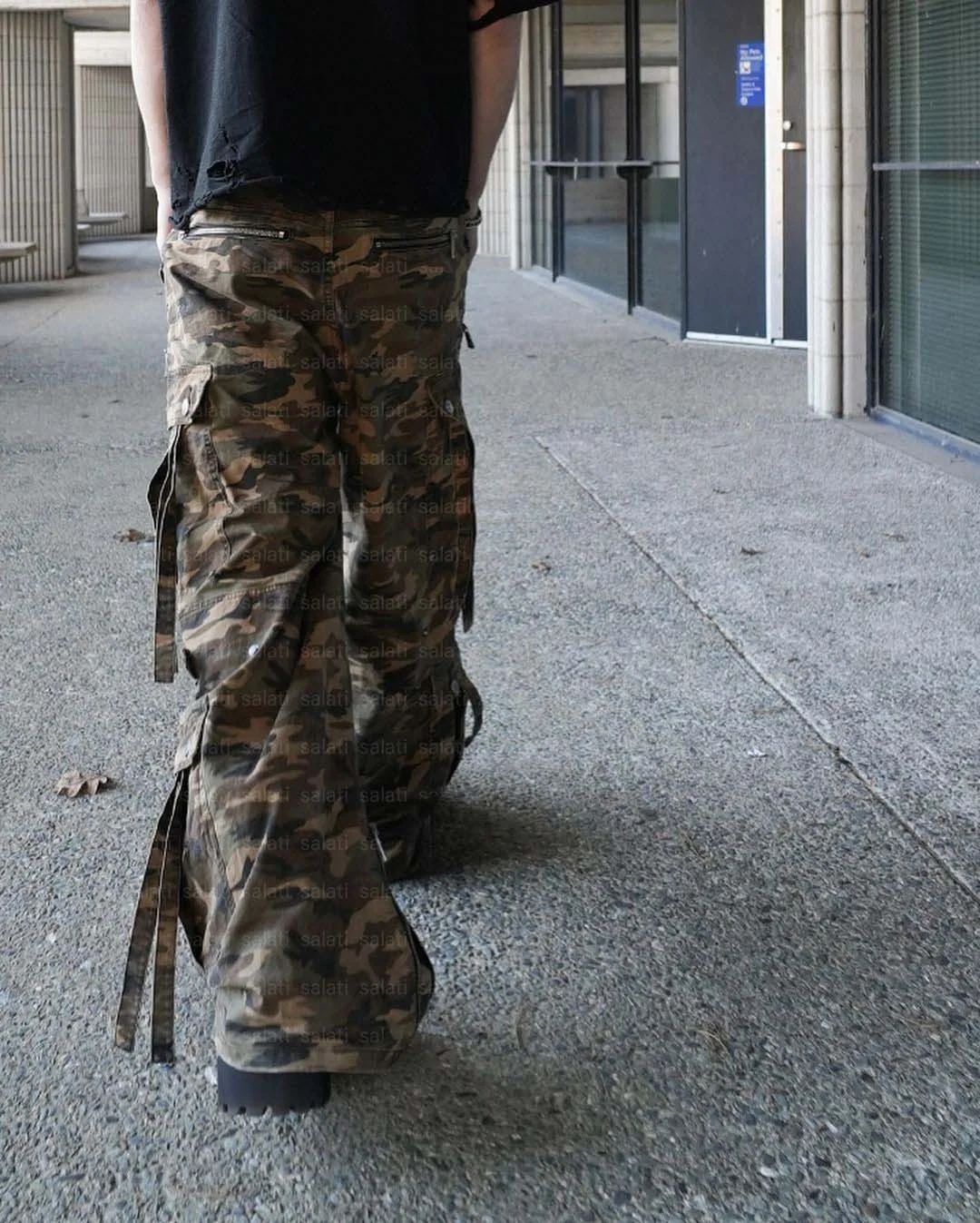 Salati Manufacturer Streetwear Dtg Printed Duck Canvas Wide Leg Camouflage Camo Carpenter Trouser Tactical Baggy Cargo Pants Men gallery 3