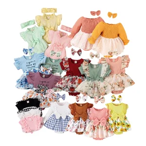 Baby Item Clothes 0-3 Months One Pieces Playsuits Jumpsuit Bodysuits 2PCS Baby Gift Set Plain Baby Rompers