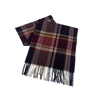 Unisex Knit Thick Lightweight Cashmere Scarf Winter Scarf 100% Pure Wool Warm Cashmere Checked Plaid Scarf Shawl With Fringe