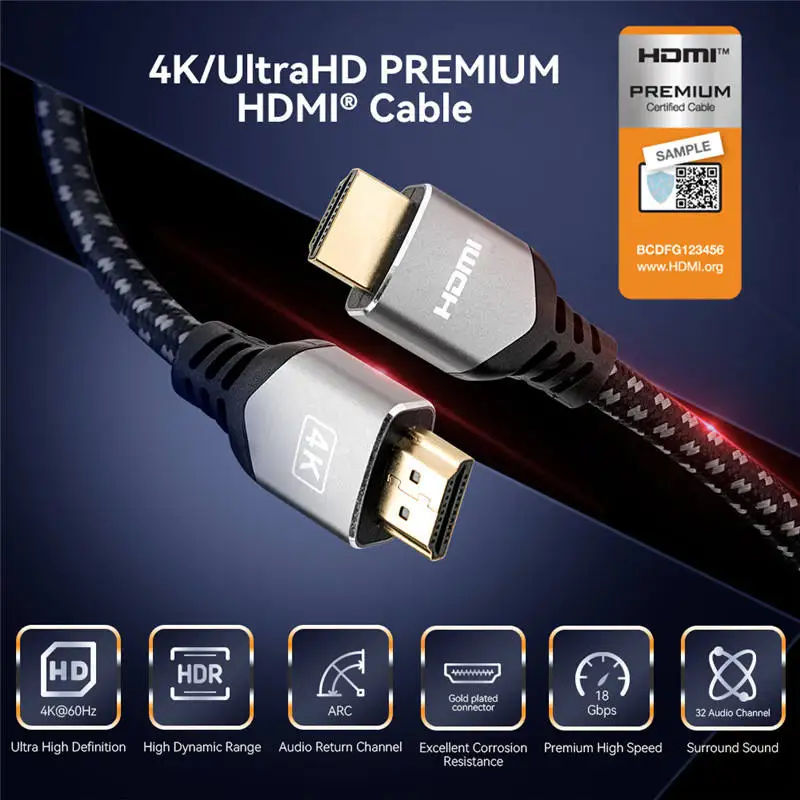 High Speed Good Price 1.5M Black Hdmi to Hdmi Kabel 4 k Resolution 18Gbps 3D 2.0 Version 4K HDMI Cable