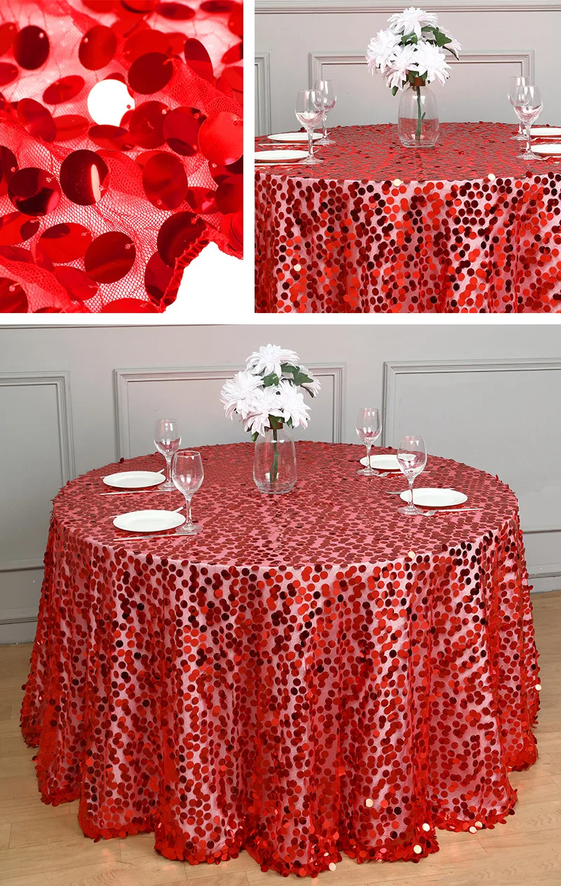 Gold Sequin Tablecloth Wedding 108 120 Inch Wholesale Round Sequin Wedding Party Decoration