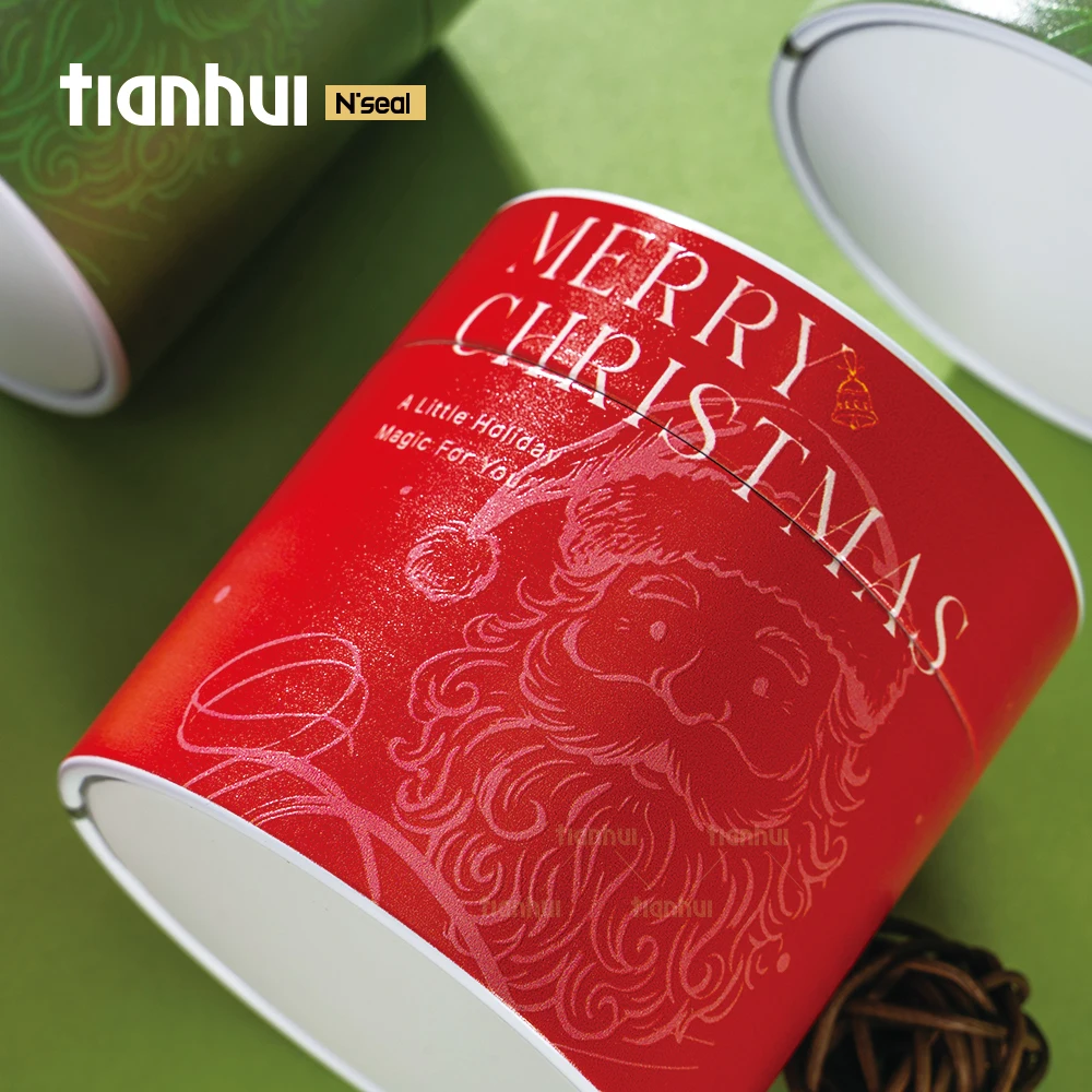 Wadah Timah Bulat Kedap Udara Buatan Khusus Tianhui untuk Kaleng Hadiah Natal