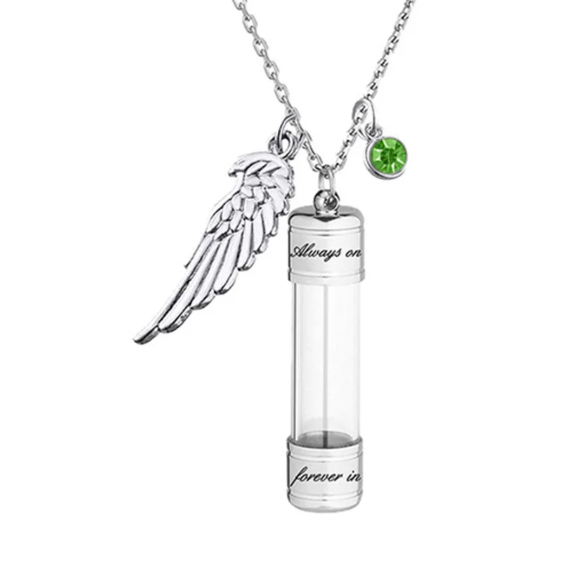 Engraving Openable Glass Vial Pendant Necklace Women Memorial Ashes Bottle Cremation Urn Memorial Gifts Jewelry For Pet Human
