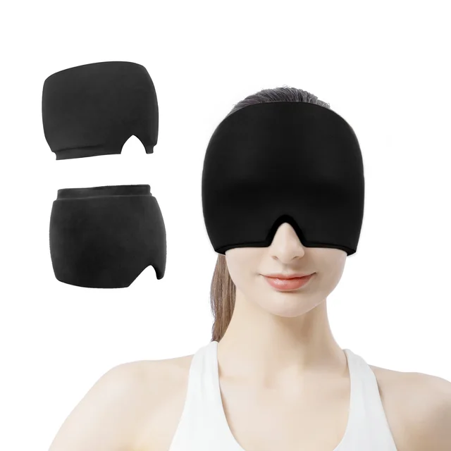 Gel Ice Migraine Headache Relief Cap, Headache Cap  with Drawstring Fits All Heads, Cold Compression Cap for Tension, Stress