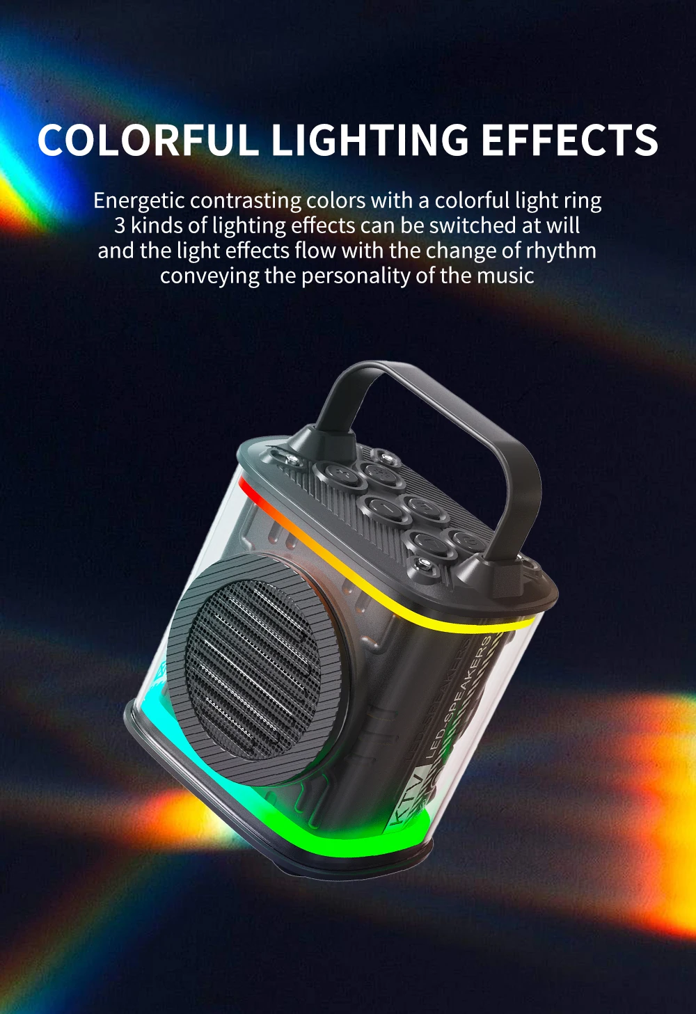 Karaoke Machine, Portable Wireless Speaker Karaoke System Speaker with Wireless Microphone and Colorful Lights for Girls Boys