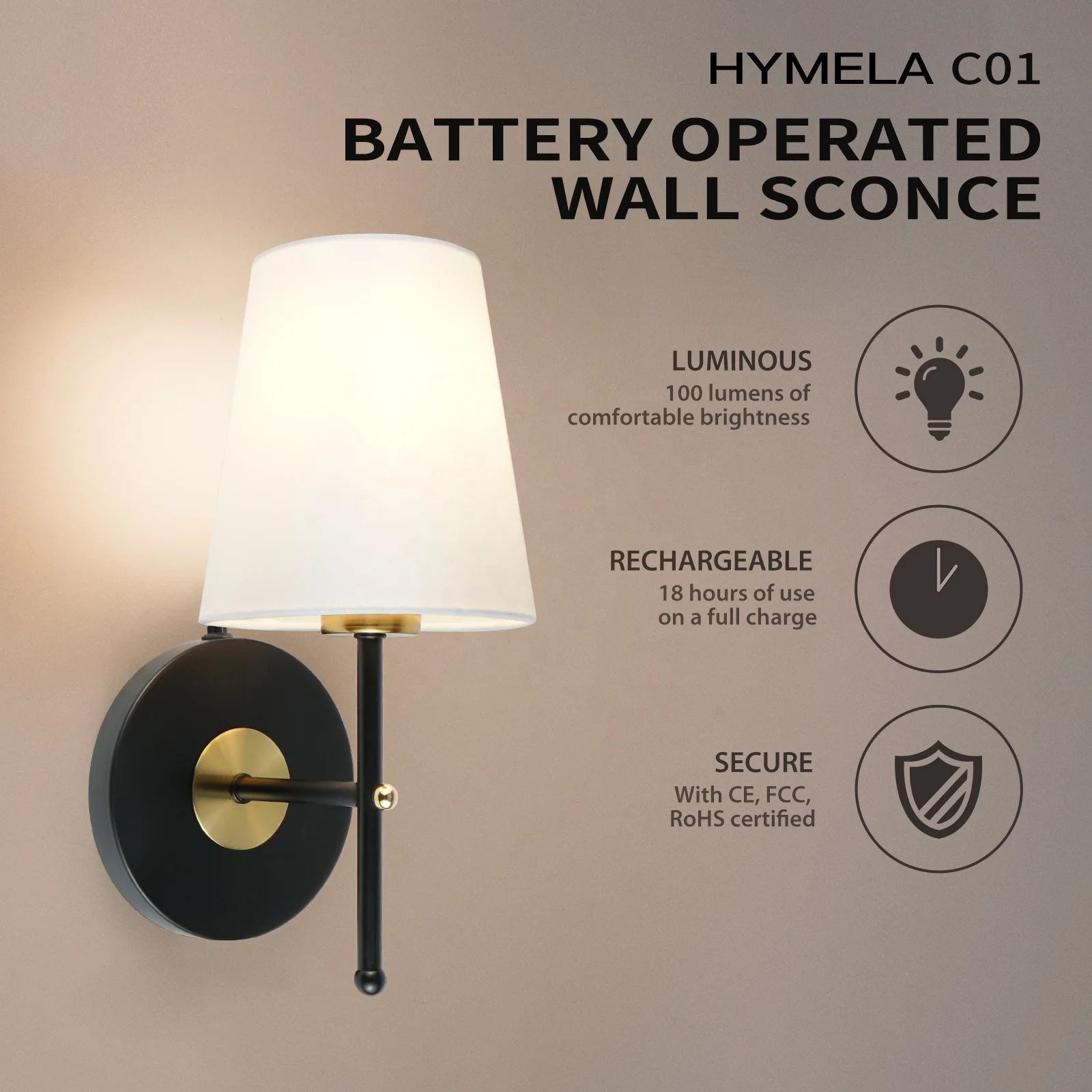 product c01 rechargeable wall lamp with fabric shade hotel indoor cordless classic nordic e26 led porch wall light aisle lamp-41