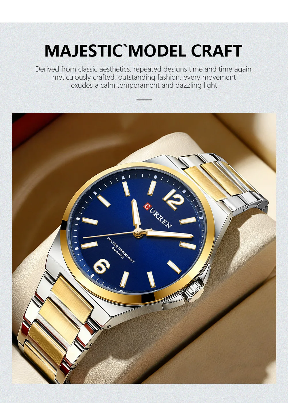 CURREN 8493 Classic Vintage Men's Quartz Watch 42mm Brand Original Wristwatches with Stainless Steel Band Luminous Hands Gift