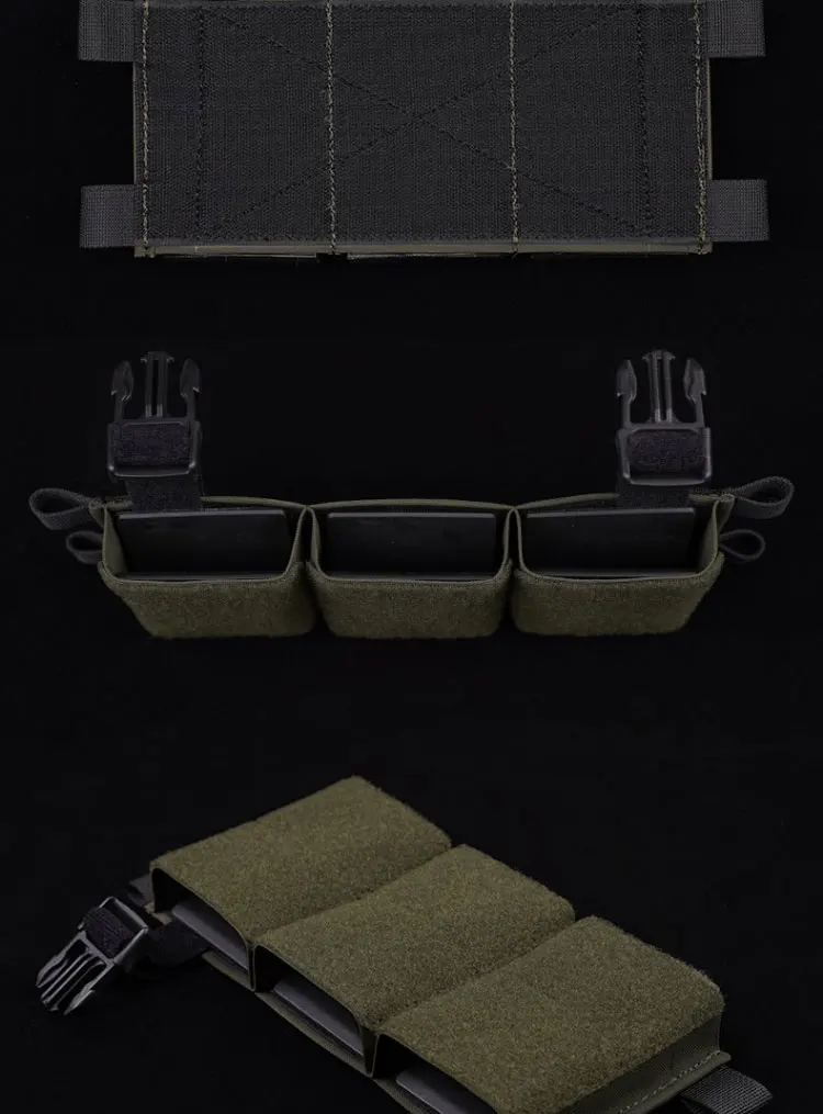 KRYDEX Tactical Elastic Insert Pouch - Holds 4 Pistol Mags - Hook & Loop For Chest Rig