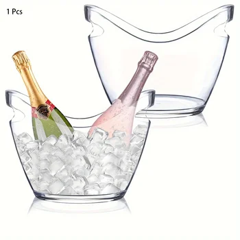 Whisky Vodka Cooler Plastic Ice Buckets Champagne Classic Party Oval Clear Acrylic PS Transparent Modern Sustainable Not Support