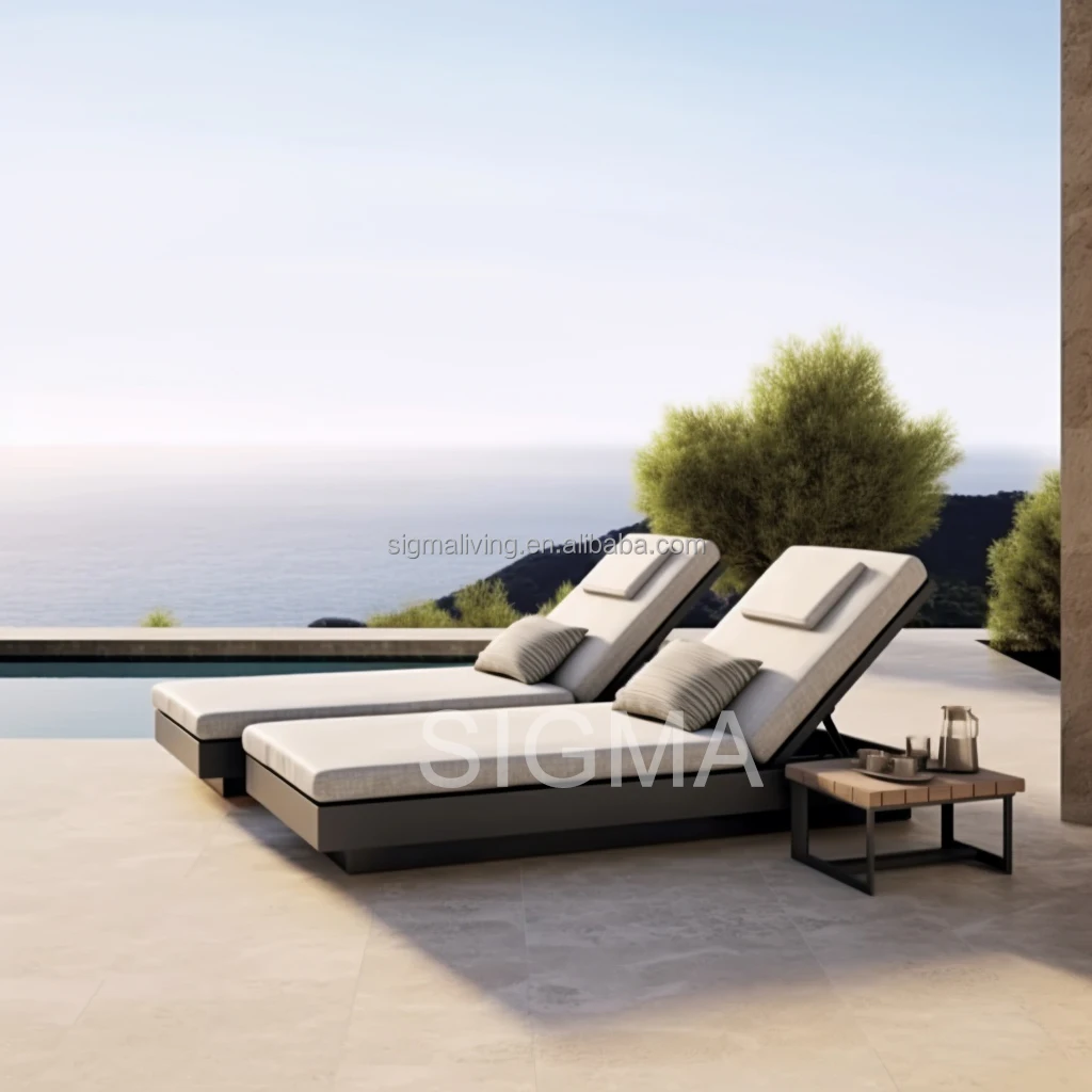 new design patio furniture  sofa outdoor aluminum daybed adjustable chaise garden lounge