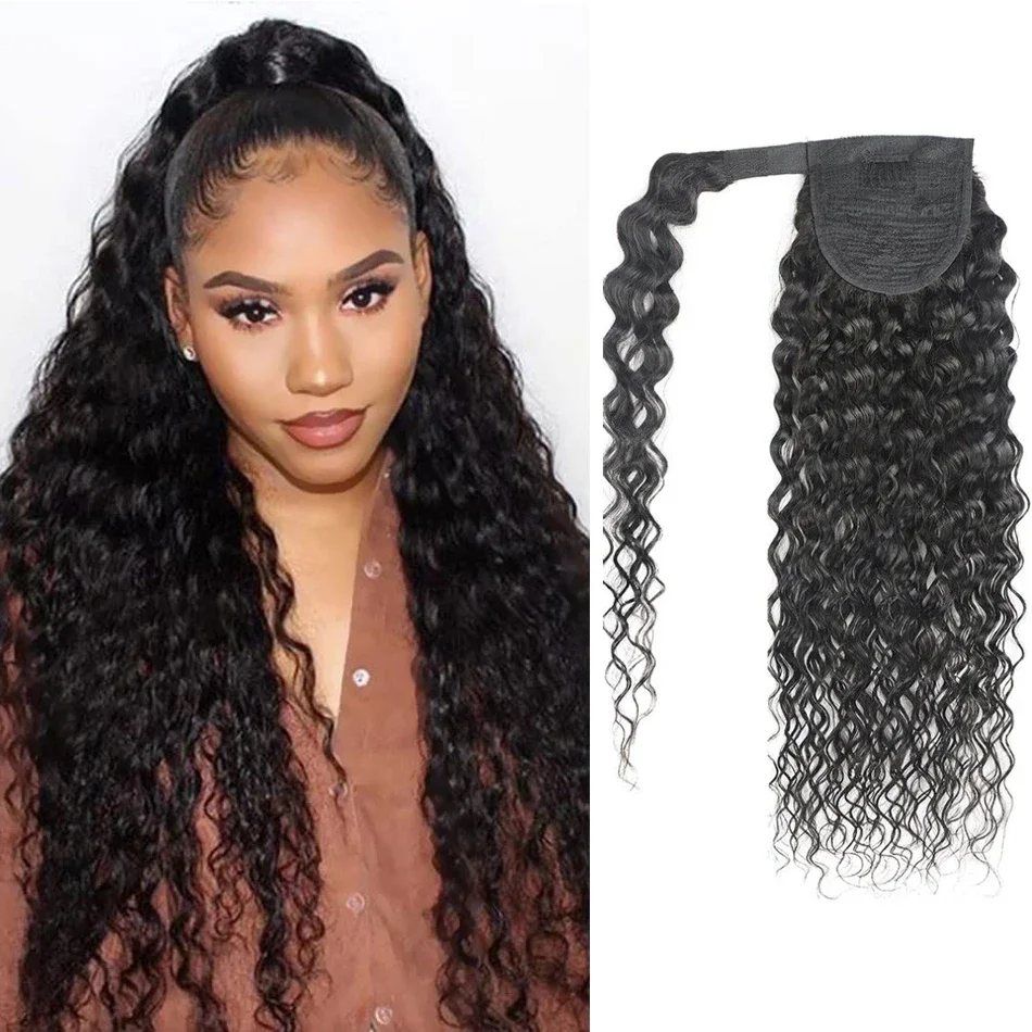 Extensión de cola de caballo, pieza de cabello largo ondulado de 12 a 26 pulgadas, con clip, peinado natural para mujeres_voghion.com