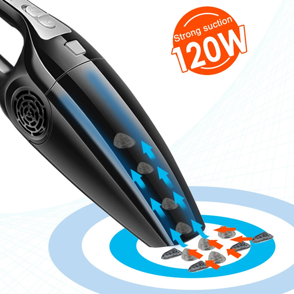 120w 3600mbar Car Vacuum Cleaner High Suction Handheld 12v Mini 5 Meter Noodle Dry And Wet Dual