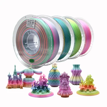 Yuanyang Rainbow PLA Silk Filament1.75/3.0mm 1kg/3kg - Multi-Color Gradient, High Gloss, Strong Toughness for 3D Printing