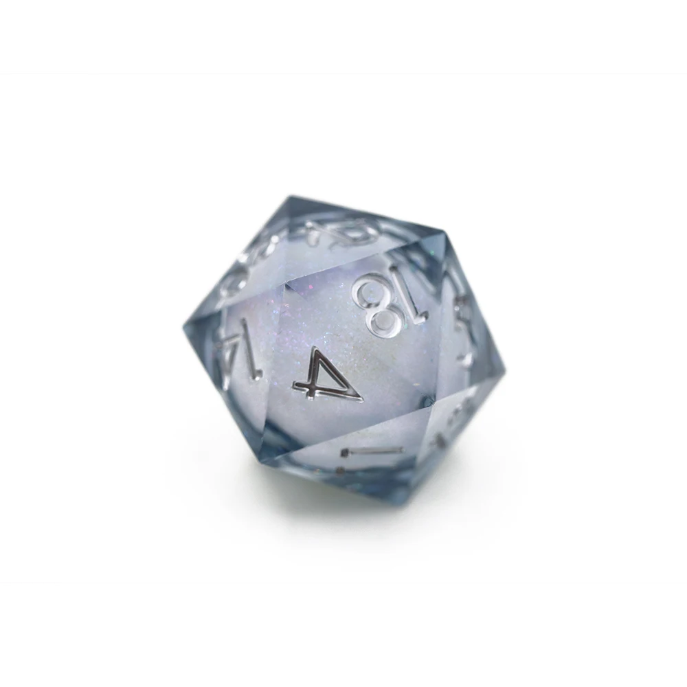 Klar til sending Høy kvalitet Egendesign 33 mm Oversize Væskekjerne D20 Terninger Harpiksbrettspill DND RPG Oversize Væskekjerne Terninger