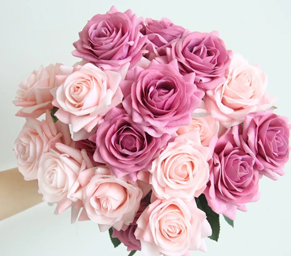 High Quality Artificial Silk Real Touch Rose Flowers Latex Coated Faux