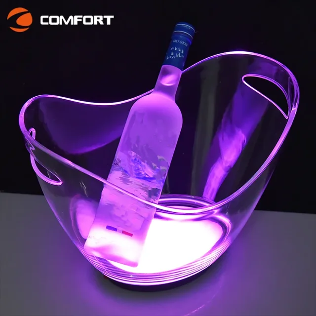 High Quality KTV Bar Party Oval Shape Led Luxury Flashing Wine Vodka Whiskey champagne Buckets Acrylic Plastic Ice Bucket