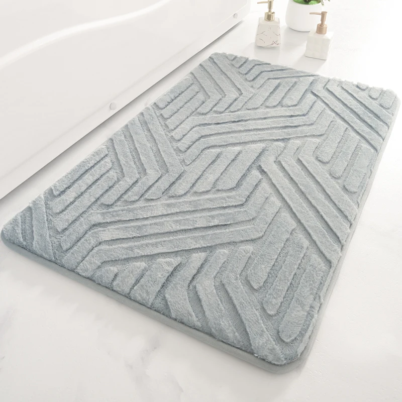 Pink, Grey, and Brown Memory Foam Bath Mats - Rectangle Absorbent Water-Resistant Bathroom Rugs and Mats, Anti-Slip Shower Floor Mats for Enhanced Bathroom Safety and Comfort