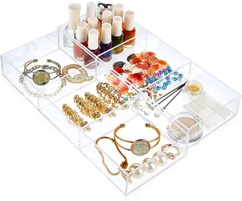 Custom Clear Acrylic Box Organizer Drawer Compartment Organizer For Cosmetic Jewelry Other Accessories Storage Plastic Box
