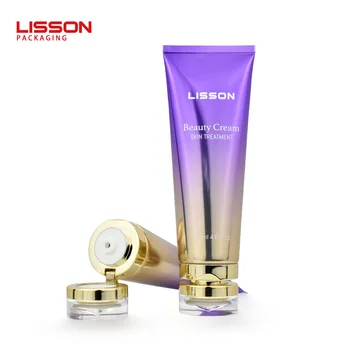 Custom 100ml Plastic Cosmetic Squeeze Facial Cleanser Cream ABL Tube Packaging with Acrylic Flip Top Cap