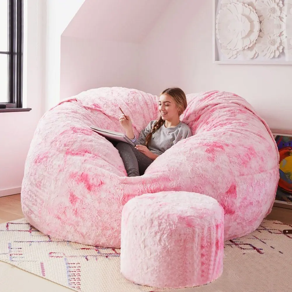 Shredded Foam Big Foam Bean Bag Just Cover Modern Design Soft Faux