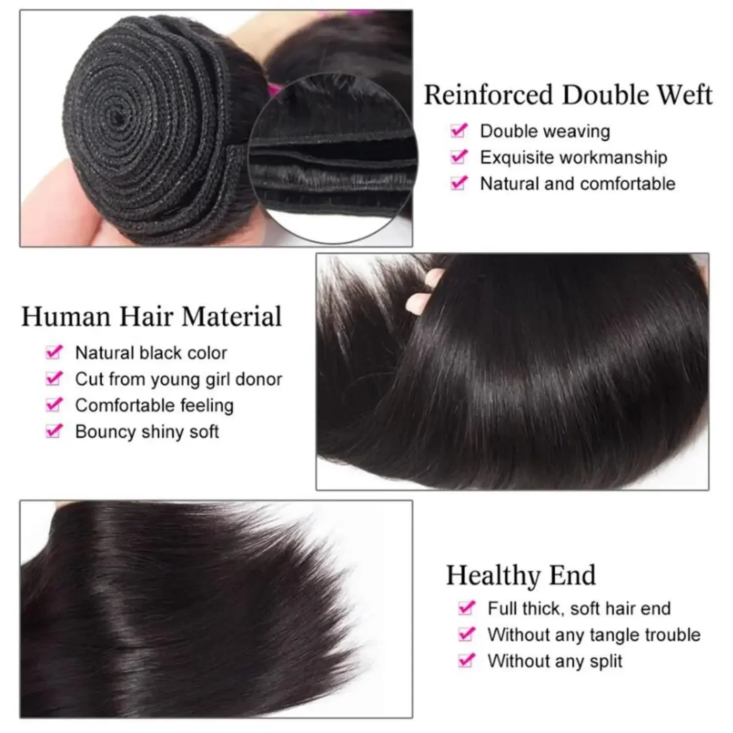 Rohe indische glatte Haarbündel 12A 30 32 Echthaarbündel brasilianische glatte Haarverlängerungen in Top-Qualität für Frauen_voghion.com