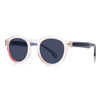 Ready Stock Trendy 2024 Brand Design Transparent TR90 frame Round UV400 Polarized High End Sunglasses Unisex