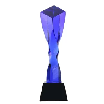 Custom wholesale black crystal base flame twisted column crystal trophy Grammy Award Trophy