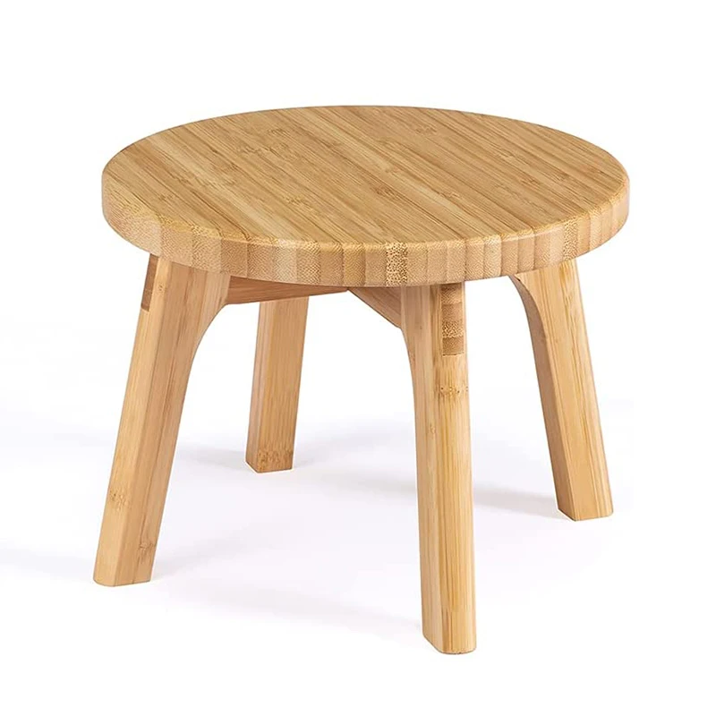 Bamboo Kid Step Stool Plant Stand Adults Shoe Changing Stool Good for Home Use in Kitchen Bathroom or Bedroom Solid Wood Stool