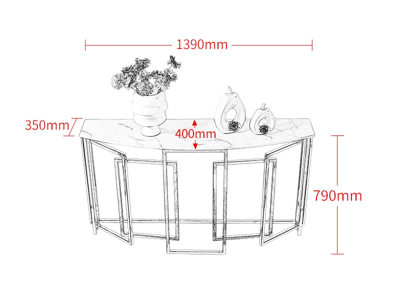 Modern Superior Quality Metal Frame Console Table Stainless Steel